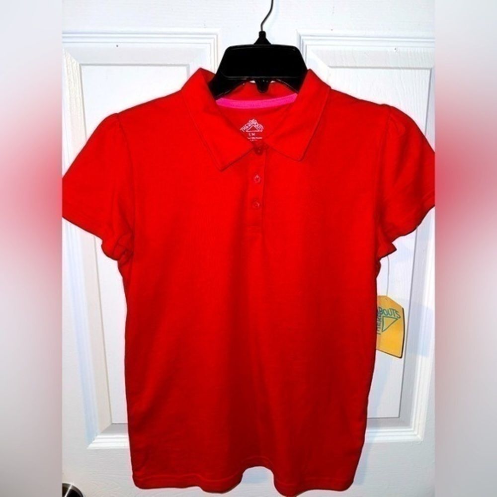 5/25 - Buy 5 for $25  Girls Uniform Polo Collared Shirts Red - Size 14 (Large)